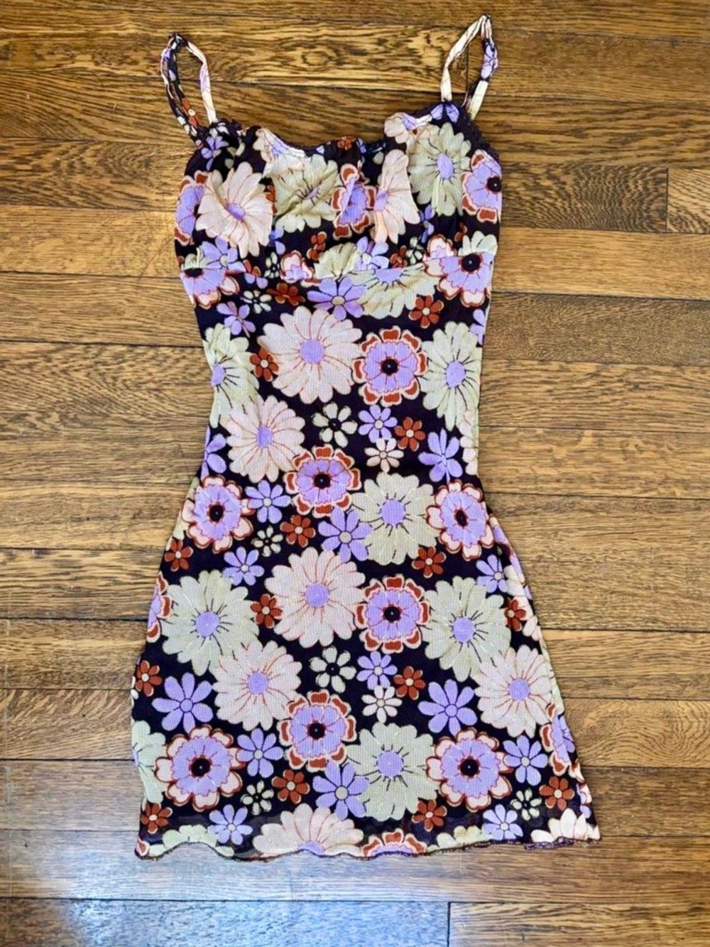 Princess Polly Black Floral Spaghetti Strap Mini Dress